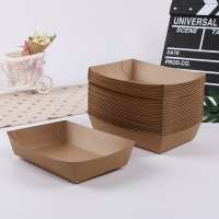 Eco Friendly Biodegradable Folding Wax Kraft Boat Party Custom Paper Packaging Trays for Bread Sushi Hot Dog Fast Food